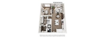 Velo A6 floor plan rendering - 1 bed x 1 bath