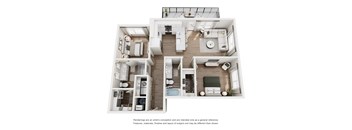 Velo B6b floor plan rendering - 2 bed x 2 bath