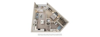 Unit Type A2, a stylized floor plan with 1 bedroom and 1 bathroom