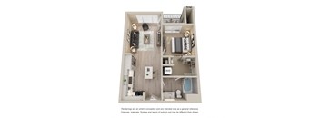 Unit Type A3, a stylized floor plan of a 1 bedroom 1 bathroom apartment