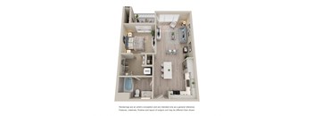 Unit Type A4, a stylized floor plan of a 1 bedroom 1 bathroom apartment