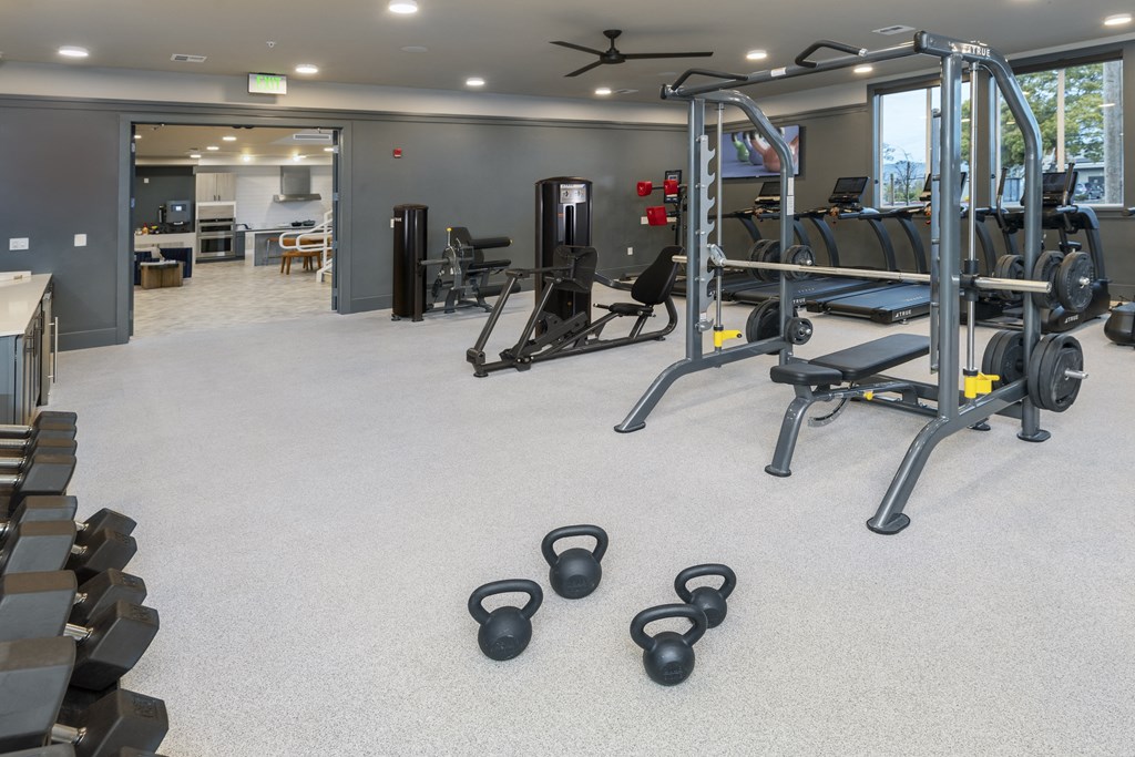 the gym at the village at cortland apartments