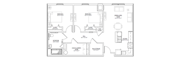 A floor plan of a house with labeled rooms and dimensions.