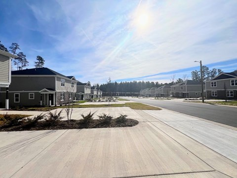 a street with houses on both sides of a road