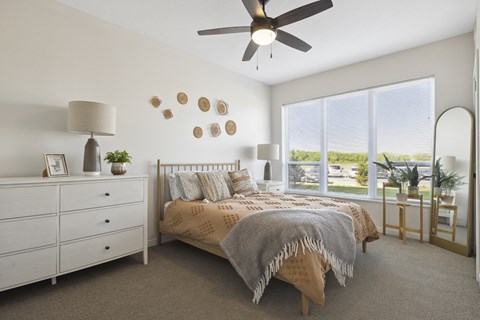 A bedroom at Terra Residences in Maple Grove, MN.