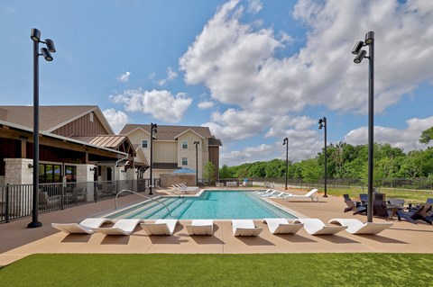 Outdoor swimming pool at The Narrows in Hutto, TX.