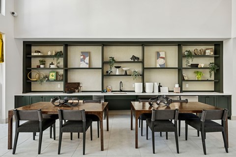 Spacious lobby at The Elara in Farmers Branch, TX with elegant décor and welcoming atmosphere for residents near Dallas, TX