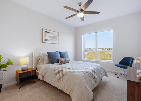 Bedroom at Lexi Apartments in Blaine, MN.