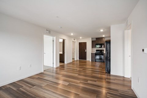 Living Room with Hardwood Floors at Alo Apartments in Buffalo MN