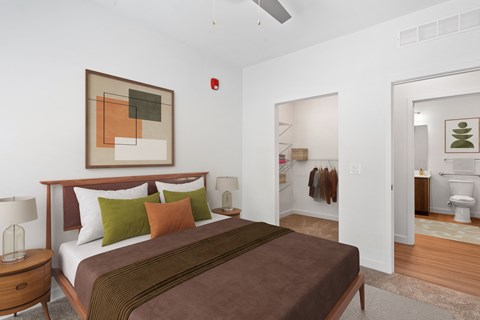 Virtually staged bedroom at Alto