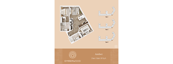 2-bedroom 2-bathroom 3D apartment floor plan, Amber, at Emberwood 55+ community in Casa Grande, AZ.