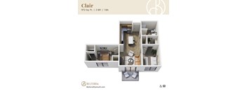 Clair 3D floor plan at Belterra Apartments in Plymouth MN