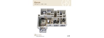 Haven 3D floor plan at Belterra Apartments in Plymouth MN