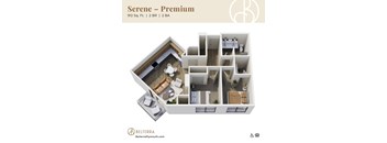 Serene 3D floor plan at Belterra Apartments in Plymouth MN