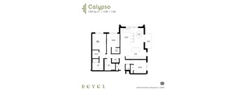 The Calypso floor plan – a 3 BR, 2BA apartment at Revel in Clearwater, FL.