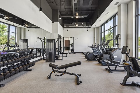 The fitness center at Canvas Apartments in Minneapolis, MN.