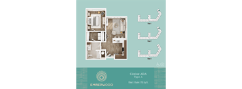 1-bedroom 1-bathroom 3D apartment floor plan, Citrine ADA, at Emberwood 55+ community in Casa Grande, AZ.
