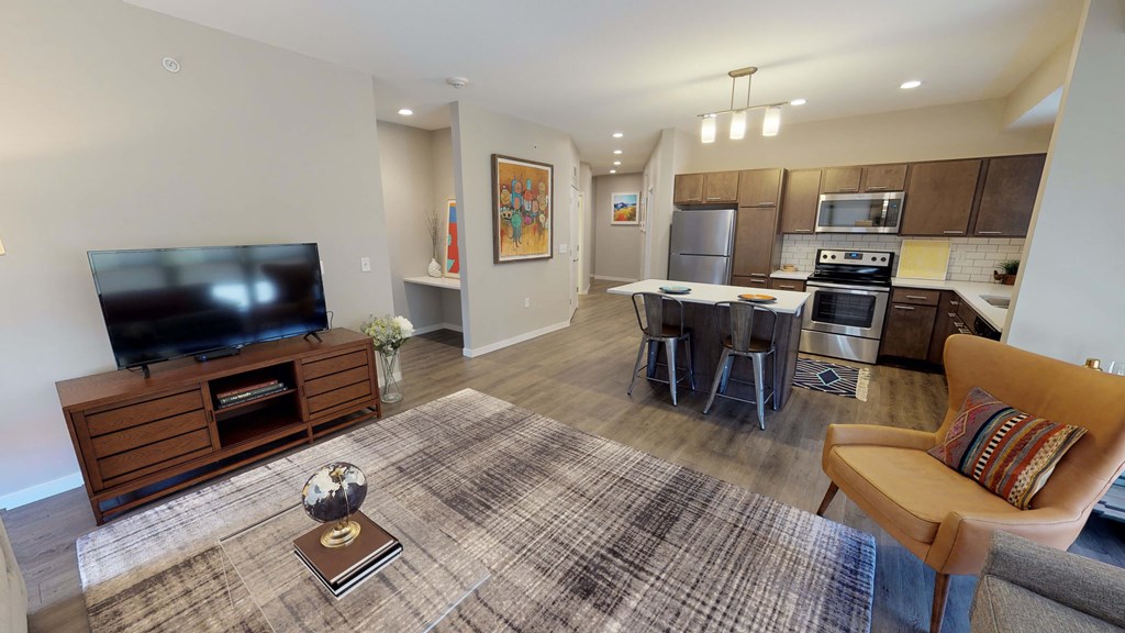 Timber floor plan living area