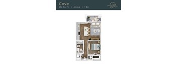 A top-down 3D view of the Cove floor plan at Marisol in Port Charlotte, FL.