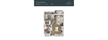 A top-down 3D view of the Current floor plan at Marisol in Port Charlotte, FL.