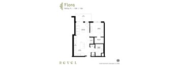 The Flora floor plan – a 1 BR, 1BA apartment at Revel in Clearwater, FL.