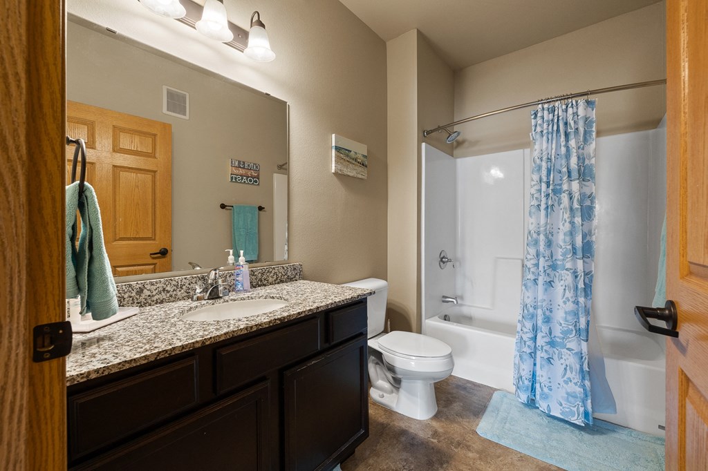 a bathroom with a shower toilet and sink