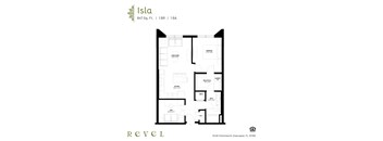 The Isla floor plan – a 1 BR, 1BA apartment at Revel in Clearwater, FL.