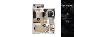 The A1 Floor Plan at Oberon Apartments in Maplewood, MN.