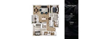 The B1 Floor Plan at Oberon Apartments in Maplewood, MN.