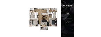 The B3 Floor Plan at Oberon Apartments in Maplewood, MN.