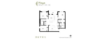 The Playa floor plan – a 3 BR, 2BA apartment at Revel in Clearwater, FL.