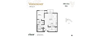 A floor plan of an apartment at Risor of Apple Valley.
