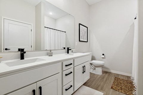 A bathroom with a white sink and toilet.