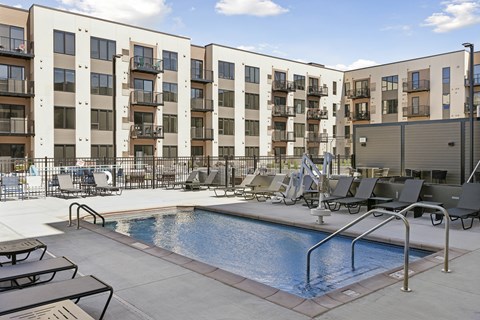 The outdoor pool at Risor of St. Louis Park.