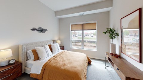 The bedroom at Risor Apple Valley.