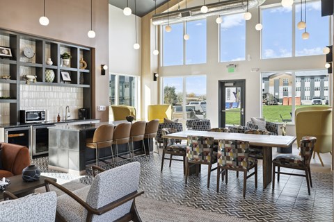 The clubroom Mural Apartments in Aurora, Colorado.