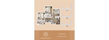 2-bedroom 2-bathroom 3D apartment floor plan, Sunstone, at Emberwood 55+ community in Casa Grande, AZ.