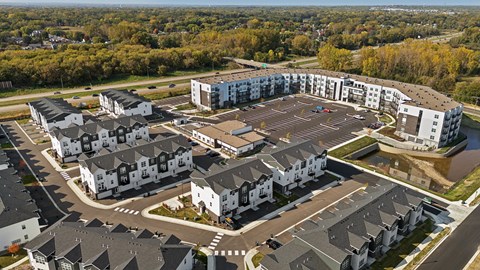 Aerial exteriors at The Espen Residences in Oakdale, MN.