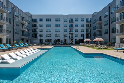 Outdoor Pool Area at Wixby House in Austin, TX