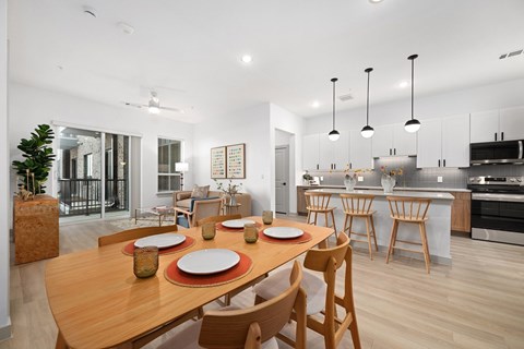 Living Area with Separate Dining Area at Wixby House in Austin, TX