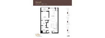 The Bacall floor plan, a one-bedroom one-bathroom floor plan at Harlow Apartments in Chanhassen.