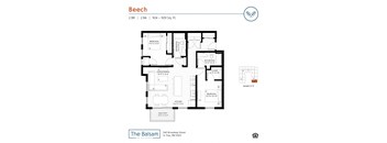 2 bedroom Beech floor plan at The Balsam on Broadway