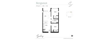 An apartment floor plan at Solis at Jackson Station in Salt Lake City, Utah.
