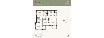 The Birch floor plan at Linden Village in Charlotte, NC.