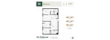 An apartment floor plan for The Wildwood at Main.