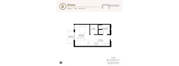 a floor plan of a 1 bedroom unit at the blakely apartments