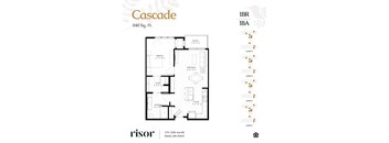 A floor plan for a 1BR 1BA apartment at 370 125th Ave NE, Blaine, MN 55434.