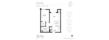 An apartment floor plan at Solis at Jackson Station in Salt Lake City, Utah.