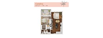 A top-down 3D view of the Catalina floor plan at The Karlyn of Naples in Naples, FL.