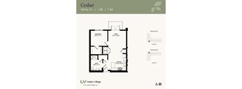 The Cedar floor plan at Linden Village in Charlotte, NC.